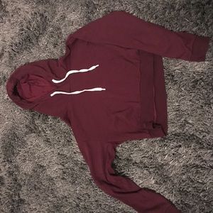 H&M size small dark maroon cropped hoodie
